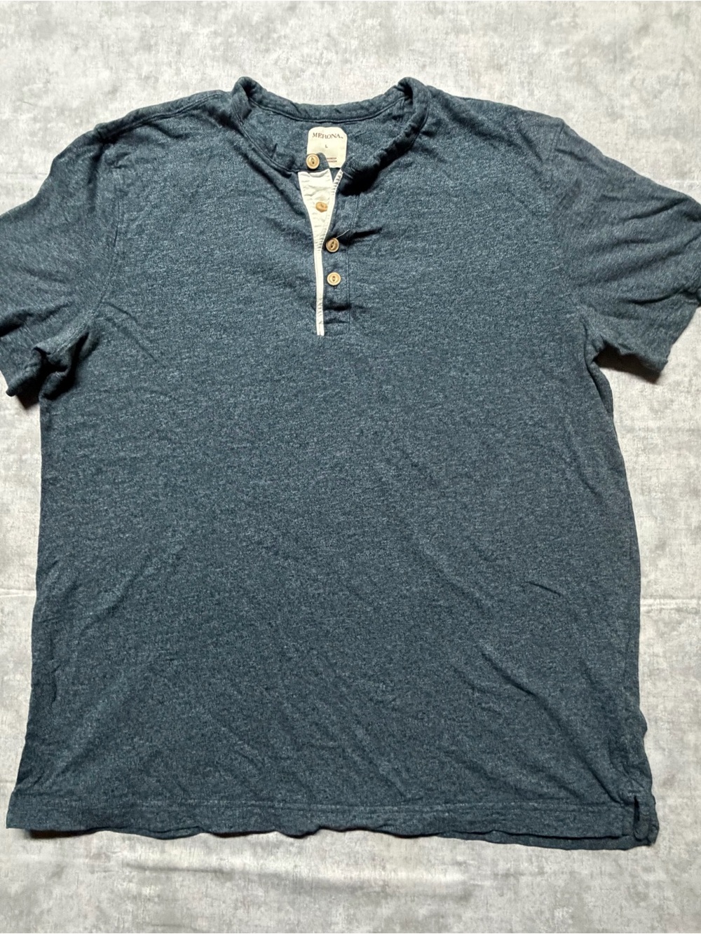 Merona Men’s Heathered Dark Blue Henley Polo